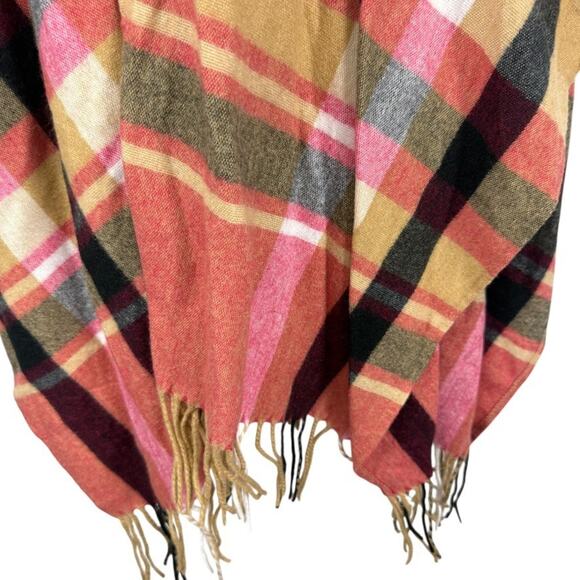 Woolrich Womens Striped Poncho Fleece Fringe Beige Pink Jacket Cardigan sz O/S - Picture 7 of 16